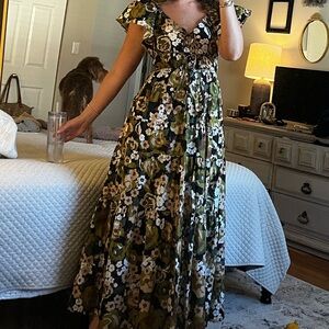 Floral Green Maxi Dress